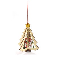5 Pcs Christmas Tree Ornaments Hanging Xmas Tree Home Party Decor 3D Pendants High Quality Wooden Pendant Decoration Color Christmas tree
