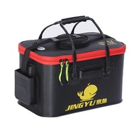 50*28*30cm EVA Folding Fishing Water Bucket With Handle Belt Foldable Water Tank BLACK COLOR