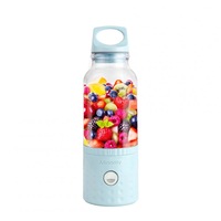500ml Portable Blender Orange Juicer Cup Smoothie Blender USB Juicer Cup Fruit Mixing Machine with 2000mAh Rechargeable Batterie Smoke blue
