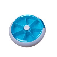 5PCS 7 Cases Round Pill Box 7 Days Plastic Storage Box Rotating Portable Pill Box Case BLUE COLOR