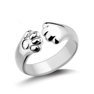 5PCS Copper Lovely Cat Paw Ladies`finger Rings Jewelry Women Open Ring Birthday Gift