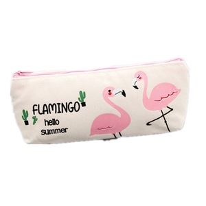5Pcs Kawaii Pencil Case Flamingos Pattern Canvas Gift School Pencil Box Pencilcase Pencil Bag School Supplies Stationery