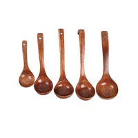 5PCS Kitchen Japanese Style Soup Spoon Wooden Porridge Spoon Kitchen Tableware Wooden Spoon Household Spoon