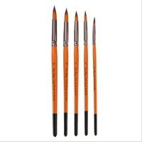 5Pcs/lot Orange Red Rod Brush Set Nylon Hair Watercolor Brushes Oil Brushes Atr Supplies