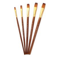 5Pcs Nylon Wool Paint Brushes Wood Handle Oil Painting Brush Gouache Acrylic Oil Painting Brush