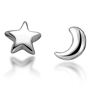 5PCS Silver plating Fresh Moon Stars Earrings for Women Girl Earrings Jewelry