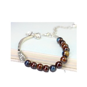 5PCS Vintage Colorful Beads Cuff Bracelets Silver Fish Pattern Ceramic Bracelet Ethnic Jewelry for Women 02 COLOR