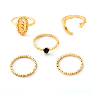 5Set 5Pcs Bohemian Finger Ring Set Moon Star Open Close Rings Fashion Jewelry for Women