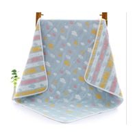 6 Layers of Gauze Bath Towel Soft Baby Children's Bath Towel Strong Absorbent Dry Cleaning Towel-Blue