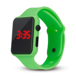 6 Pcs Electric LED Wristwatch Silicone Band Digital Display Watch Gifts for Boys and Girls green