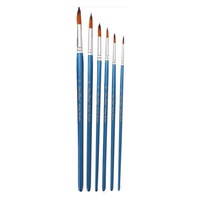 6001R 6Pcs Round Front Nylon Practical Writing Brush BLUE COLOR