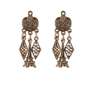 6Pair Retro Gold Tower Ear Drop Earrings Alloy Geometric Earring Jewelry For Women