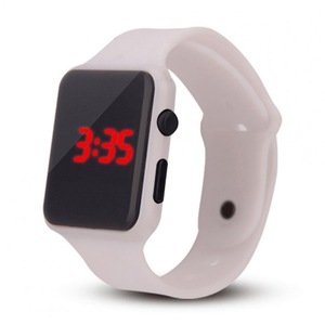 6PCS Electric LED Wristwatch Silicone Band Digital Display Watch Gifts for Boys and Girls white