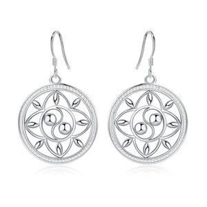 6PCS Silver plating Circle Round Drop Earrings for Women Lady Fashion Wedding Engagement Party Jewelry