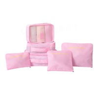 6Pcs Travel Bag Multifunctional Increased Thickening Luggage Bag - Pink