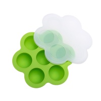 7-hole Silicone Baby Food Supplement Box Storage Box Sealed Fresh-keeping Box Ice Tray Mold-Green