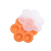 7-hole Silicone Baby Food Supplement Box Storage Box Sealed Fresh-keeping Box Ice Tray Mold-Orange