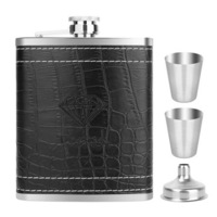 7 Oz Stainless Steel Hip Flask Liquor Bottle Portable Hunting Fishing Travel Water Bottle With 2 Cup Funnel