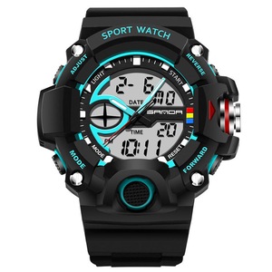 715 Dual Display Multi-function Sport Stopwatch Outdoor Fashion Men Digital Watch BLACKBLUE COLOR