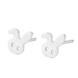 8PCS Copper Creative Rabbit Stud Earrings Style Cute Jewelry for Women Gift