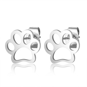 8PCS Stainless Steel Jewelry Dog Paw Print Earrings Female DIY Fashion Puppy Paw Stud Earrings for Women