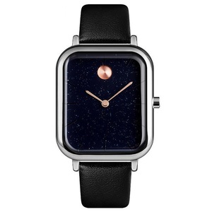 9187 Starry Sky Design Casual Style Waterproof Milanese Men Wristwatch Quartz Watch SILVER-BLACK COLOR