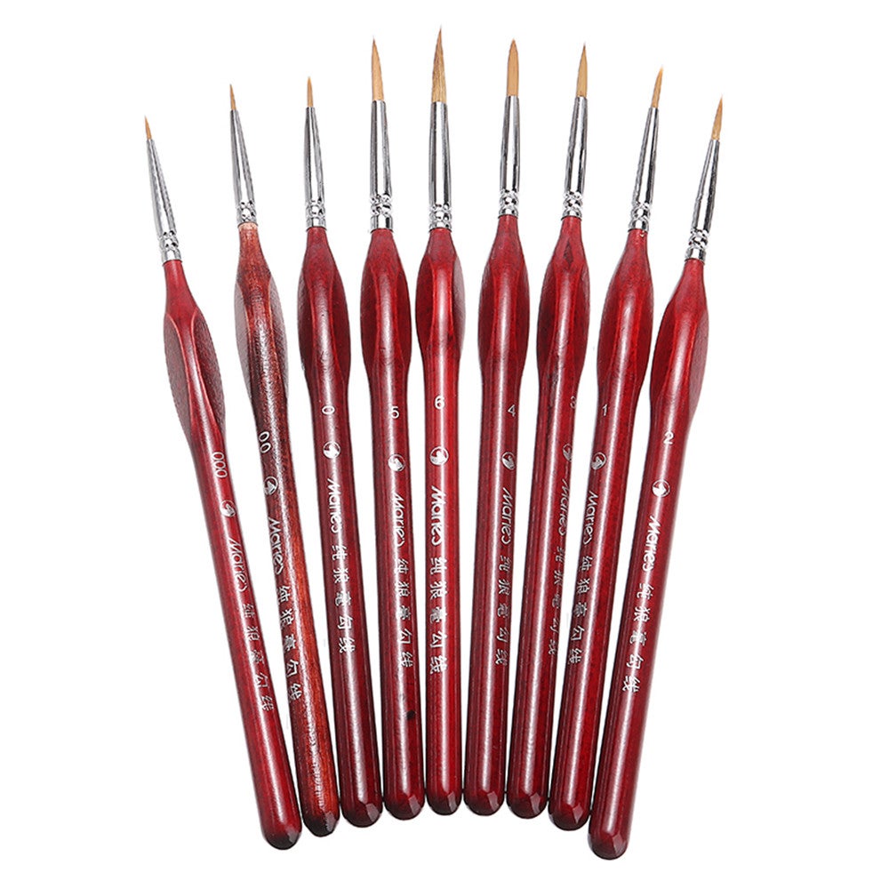 9pcs/set 000~6 Miniature Paint Brush Set Sable Hair Fine Detail Art Nail Drawing Brush Oil Painting Gouache Painting Tool Set