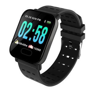 A6 Sleep HR Blood Pressure Oxygen Monitor IP67 Waterproof Camera Smart Watch BLACK COLOR