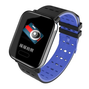 A6 Sleep HR Blood Pressure Oxygen Monitor IP67 Waterproof Camera Smart Watch BLUE COLOR