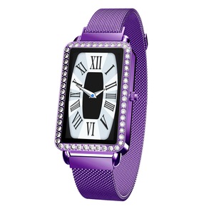 A88 Crystal Bezel Milanese Female Fashion Smart Watch Dynamic Heart Rate Message Push Music Control PURPLE COLOR