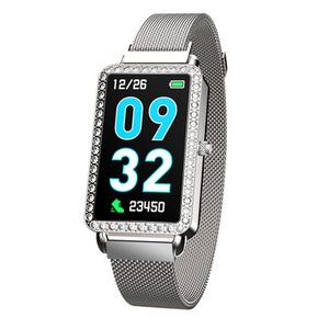 A88 Crystal Bezel Milanese Female Fashion Smart Watch Dynamic Heart Rate Message Push Music Control SILVERGRAY COLOR