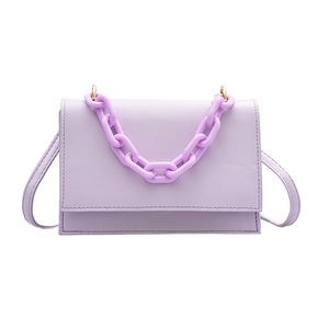 Acrylic Chain Crossbody Bag Fashion Women Solid Color Ladies Fashion Shoulder Messenger Bag PU Travel Shoulder Pouch