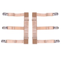 Adjustable Uniform Dress Shirt Stay Holders Elastic Garter Belts with Non-slip Locking Clamps