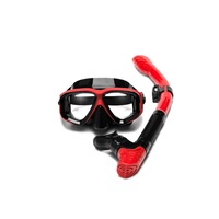 Adult Anti-ultraviolet Anti-fog Tempered Glass Glasses Snorkeling Mask Face Mirror Snorkel Snorkeling Equipment-Red