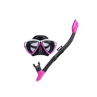 Adult Full Dry Silicone Free Diving Glasses Snorkeling Snorkel Double Anti-fog Lens Mask Set Diving Equipment-Red