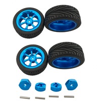 Alloy Hub Wheels Tyre + Hexagon Wheel Seat Adapter for Wltoys Remote Control Car