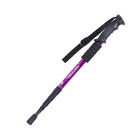 Aluminum Alloy 3 Section Straight Shank Trekking Pole Lock Telescopic Belt Shock Absorber Cane Walking Stick-Purple