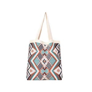 B08 Versatile Retro Hollowed Out Knit Bag Shoulder Bag Woven Bag Shopping Bag