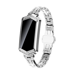 B78 Physiological Period Alert Brightness Adjust HR Blood Pressure Crystal Diamond Smart Watch SILVER COLOR