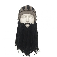 Beard Knight Hat Helmet Design Hat Handmade Knit Winter Warm Cap Men Women Cool Funny Party Halloween Gifts black_Free size