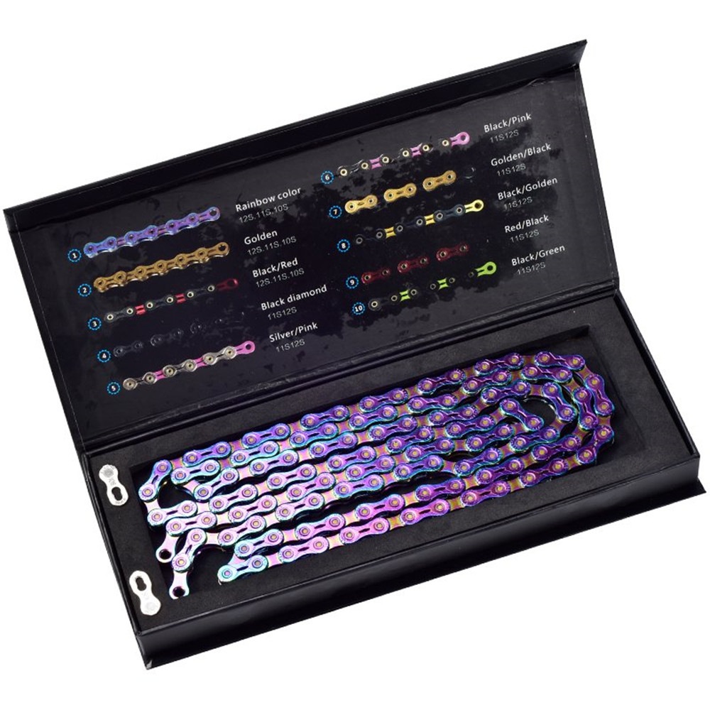 Bicycle Chain SUMC 10S Chains Mountain MTB Semi-Hollow Rainbow Chain Boxed 10 speed crossing color half hollo