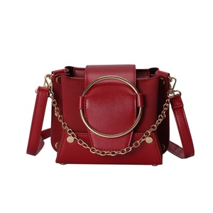 Big Buckle PU Leather Single Shoulder Bag Ladies Handbag Messenger Bag (Red)