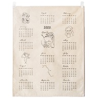 Big Size 2020 or 2021 Calendar Fabric Printed Wall Calendar Yearly Diary Study Planner Advent Calendar Cloth Wall Hanging Decor