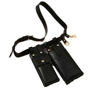 Black Pu Leather Rivets Waist Bag Gothic Punk Style Belt Packs 2 Pockets Vintage Leg Thigh Bags Steampunk Fashion Shoulder Pouch