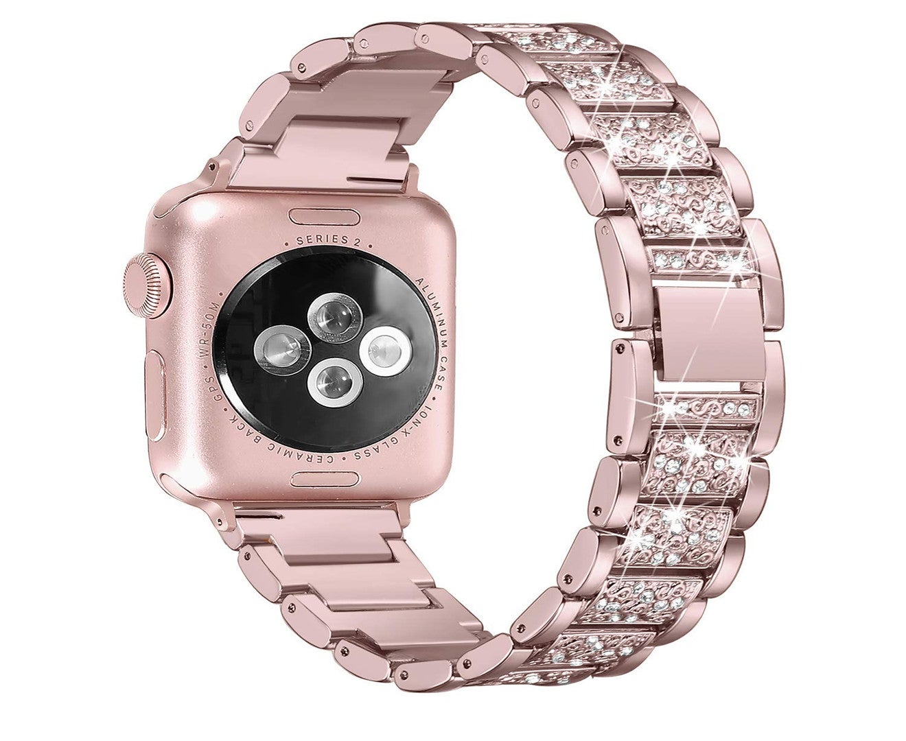 Bling Bands Compatible Apple Watch Band Metal Replacement Wristband - PINK