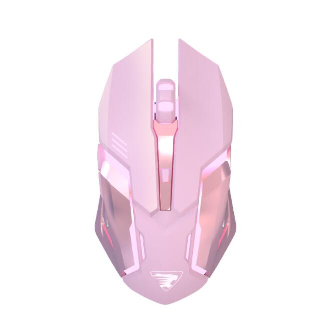 Bluetooth Wireless Mouse Girl Cute Pink Mute Game Rechargeable Mouse Desktop Laptop Mechanical Game 2400DPI Backlit Mouse
