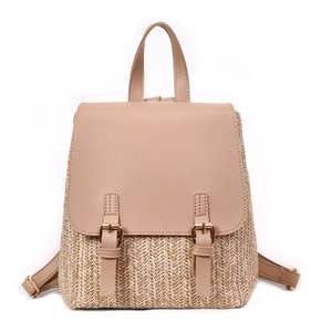 Brand New Women Beach Leather Straw Woven Backpack Rucksack Travel Shoulder Bag Handbag Backpack Woven