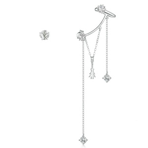Brilliant Stars Jewelry Silver plating Stud Earrings for Women Elegant Wedding Jewelry