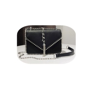 British Fashion Simple Small Square bag Designer Handbag PU Leather Rivet Tassel Chain Shoulder Bags