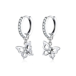 Butterfly Hoop Earrings for Women Silver plating Engagemet Wedding Jewelry